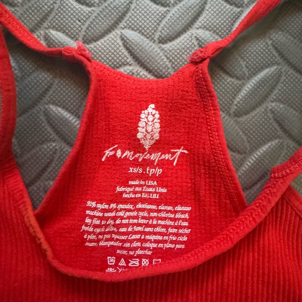 Free People Red Ribbed Tank Top - Picture 2 of 3